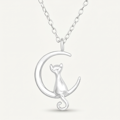 Collar Gato en la Luna Plata S925