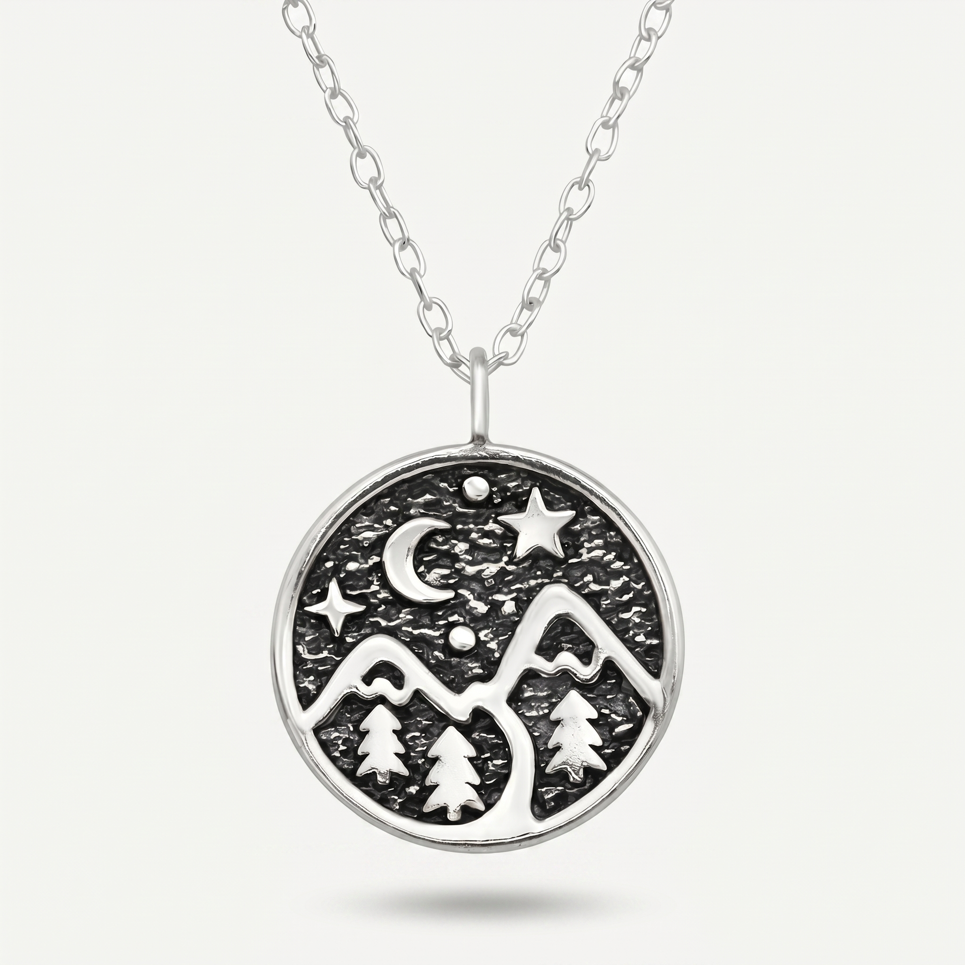 Collar Medalla Montaña Plata S925