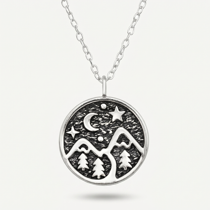 Collar Medalla Montaña Plata S925