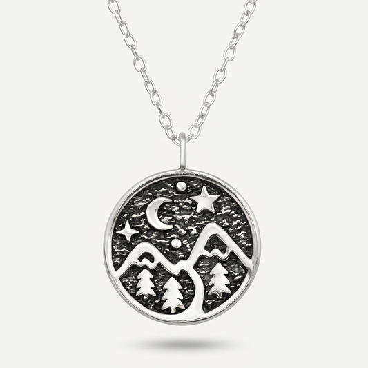 Collar Medalla Montaña Plata S925