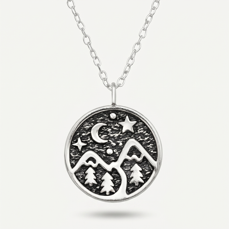 Collar Medalla Montaña Plata S925