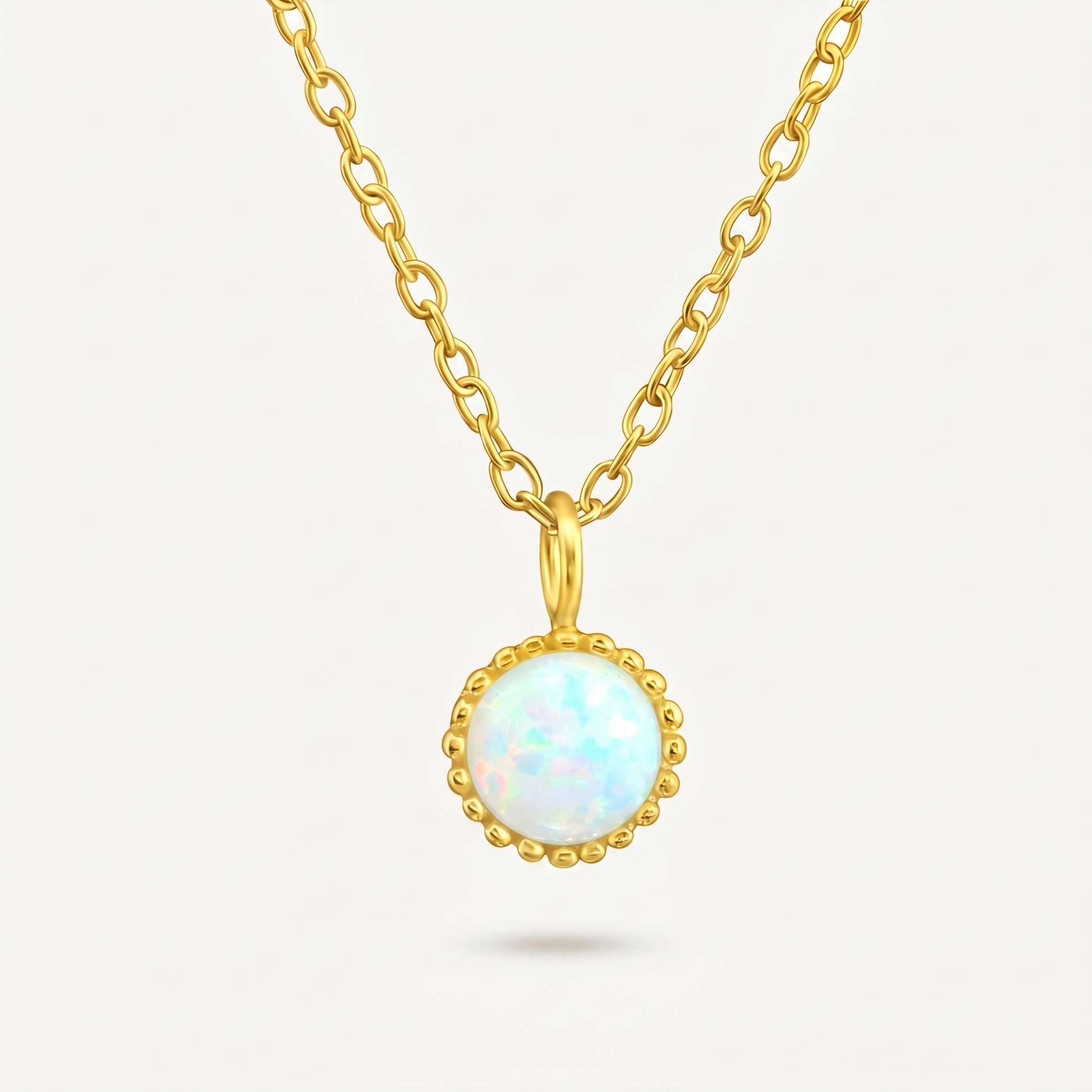 Collar Ópalo Blanco Dorado Plata S925