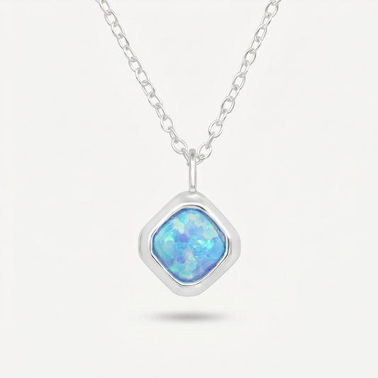 Collar Ópalo Azul Plata S925