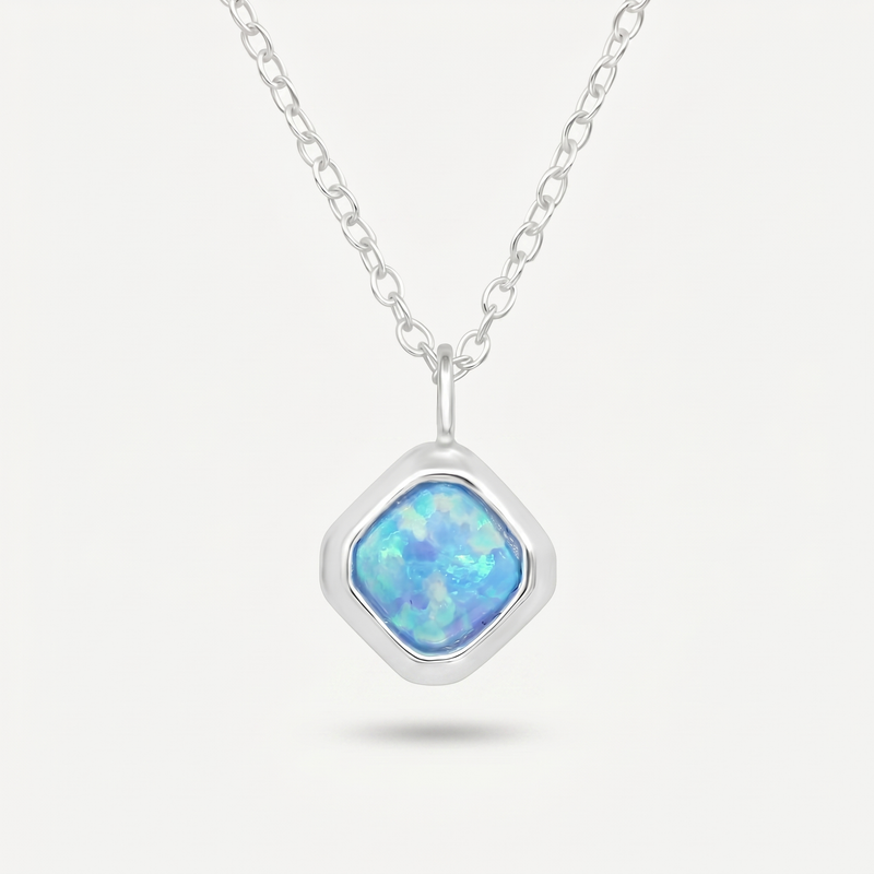 Collar Ópalo Azul Plata S925