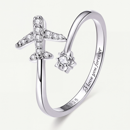 Anillo Plata S925 Avioncito Viajero