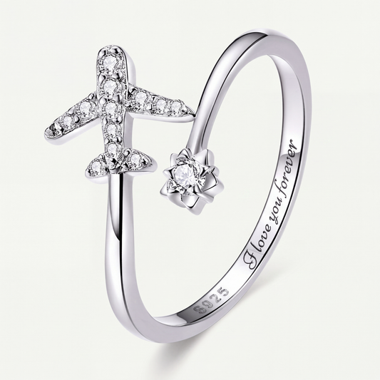 Anillo Plata S925 Avioncito Viajero