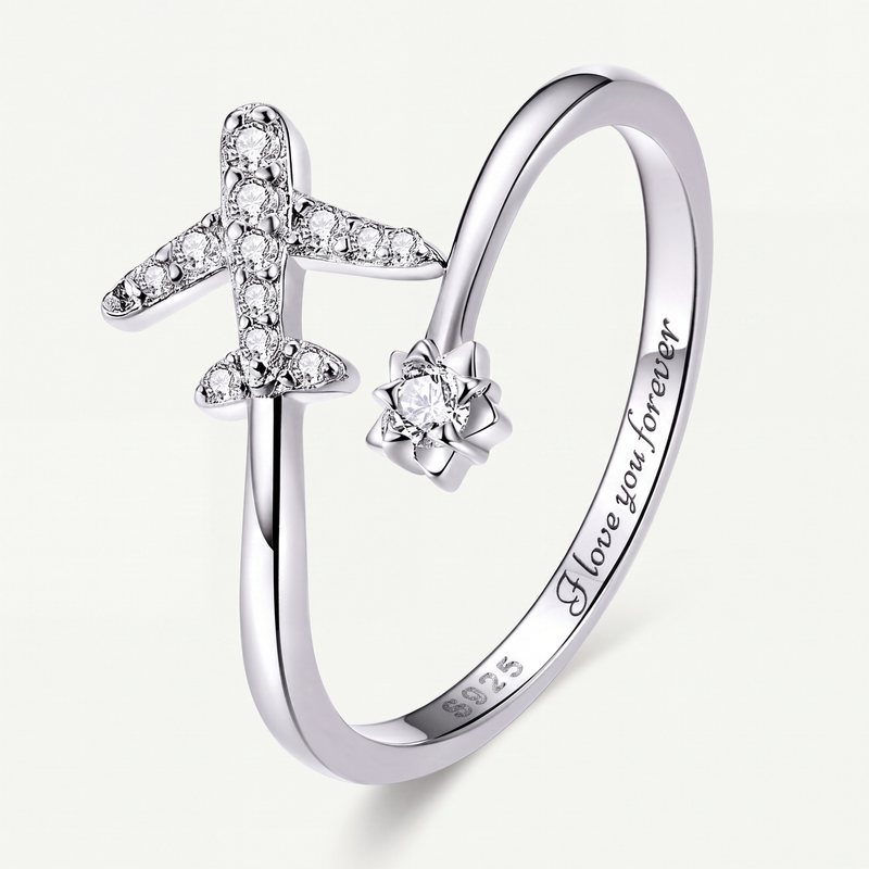 Anillo Plata S925 Avioncito Viajero