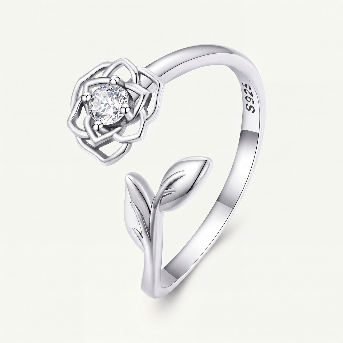 Anillo Plata S925 Rosa con Hojas