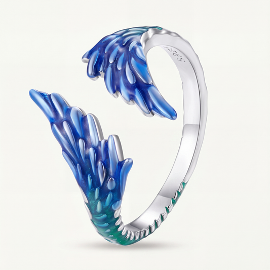 Anillo Plata S925 Alas Azules