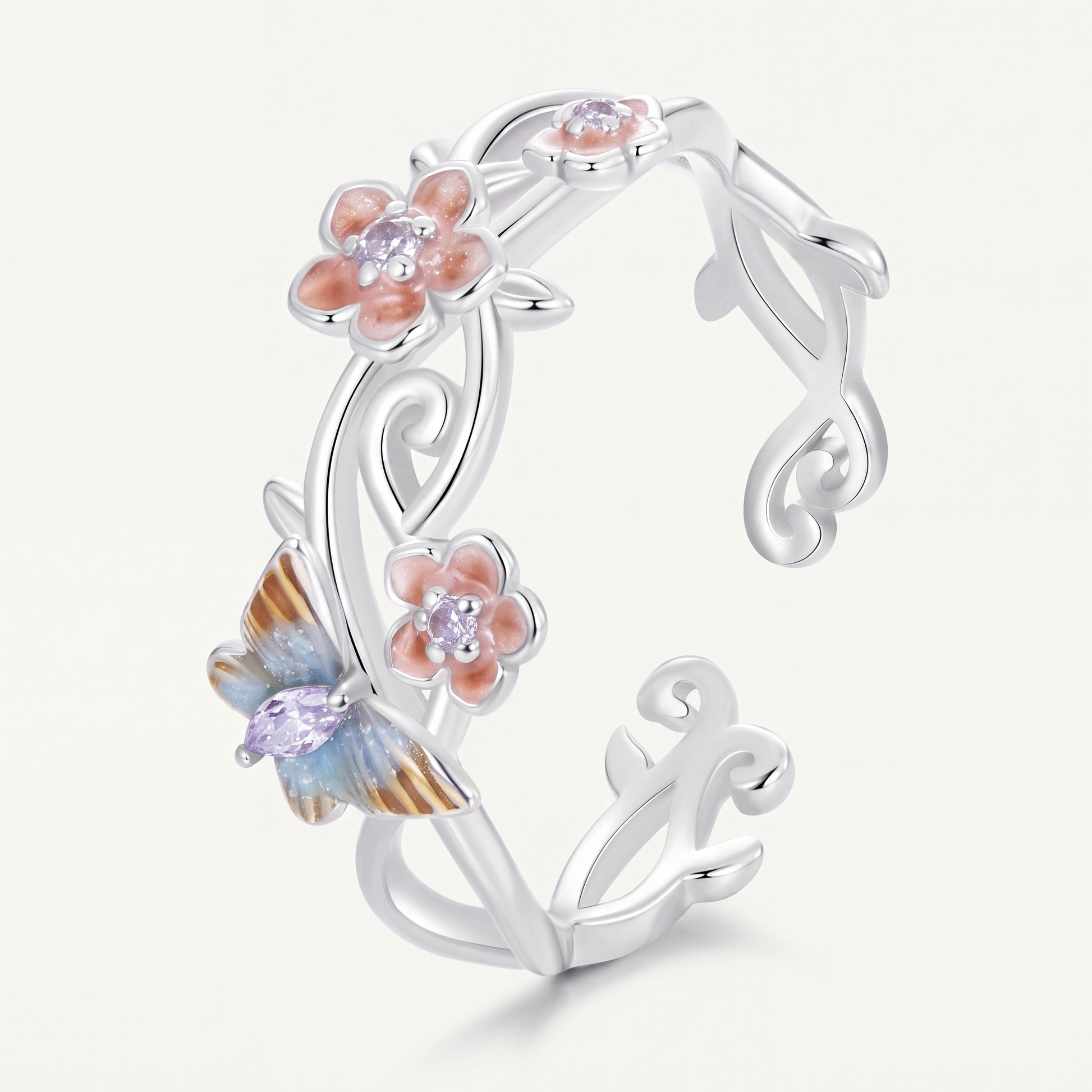 Anillo Plata S925 Mariposa en Flor