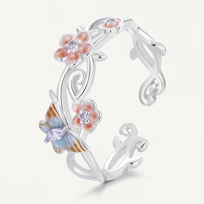 Anillo Plata S925 Mariposa en Flor
