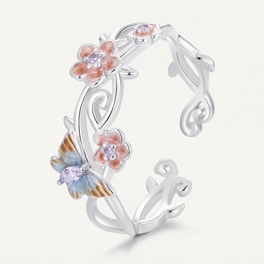 Anillo Plata S925 Mariposa en Flor