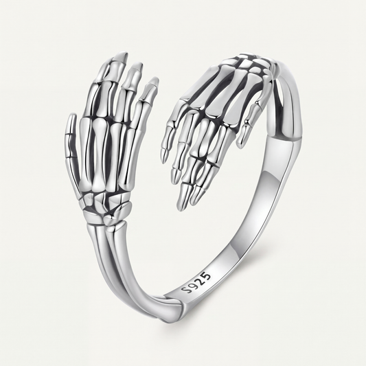 Anillo Plata S925 Manos Esqueleto