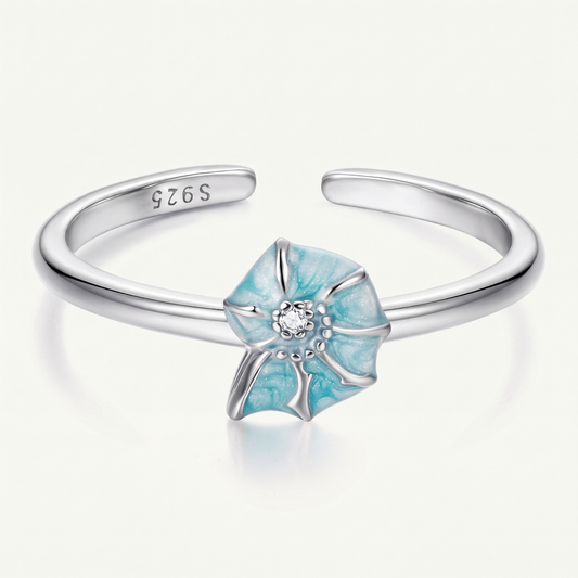 Anillo Plata S925 Flor Turquesa