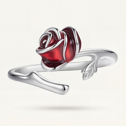Anillo Plata S925 Rosa Roja