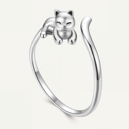 Anillo Plata S925 Gatito Juguetón