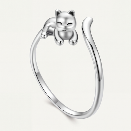 Anillo Plata S925 Gatito Juguetón