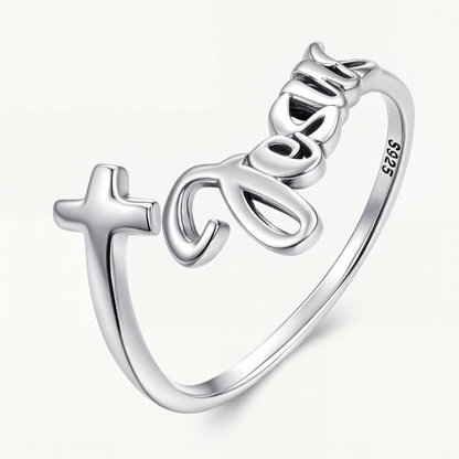 Anillo Plata S925 Jesús y Cruz