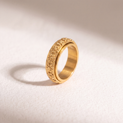 Anillo Deslizante Flores Relieve