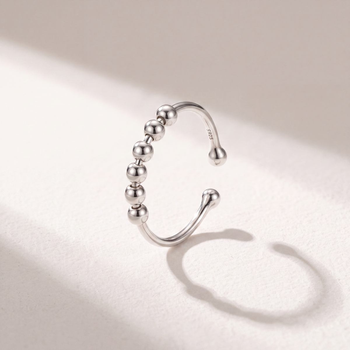 Anillo Anti-Estrés Plata S925 Abaco Plateado