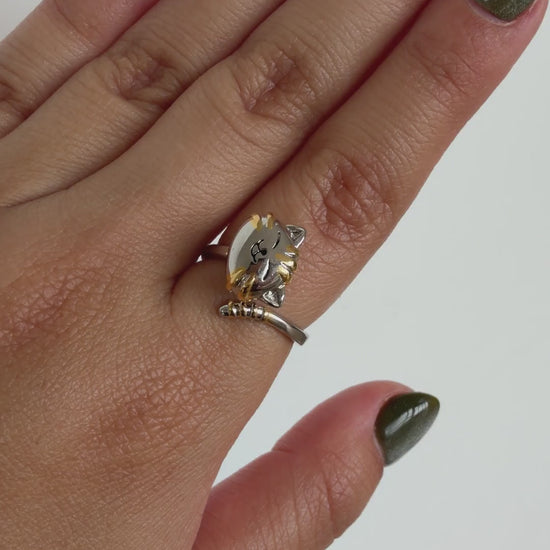 Anillo Anti-Estrés Julio Gatito — video del producto girando en la mano