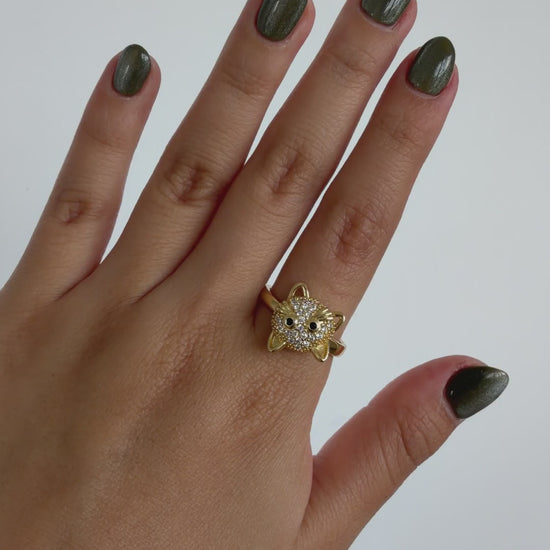 Anillo Anti-Estrés Gatito Dorado Cat Within — video del producto girando en la mano