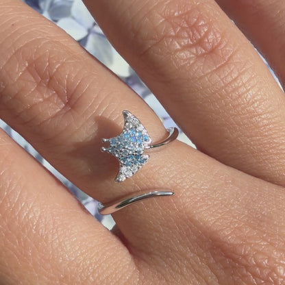 Anillo Plata S925 Mantarraya Pavé Azul