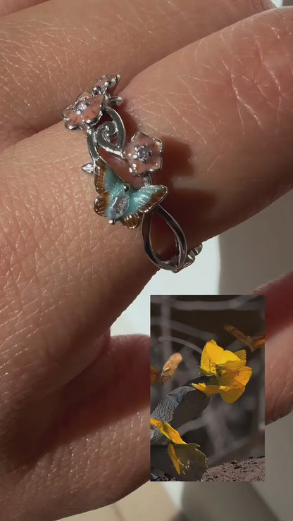 Anillo Plata S925 Mariposa en Flor