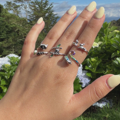 Anillo Plata S925 Panda Bambú