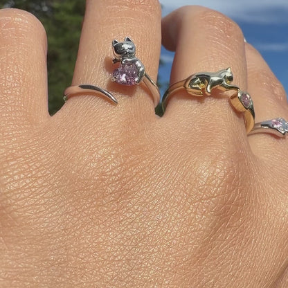 Anillo Plata S925 Patitas Cuarzo Rosa