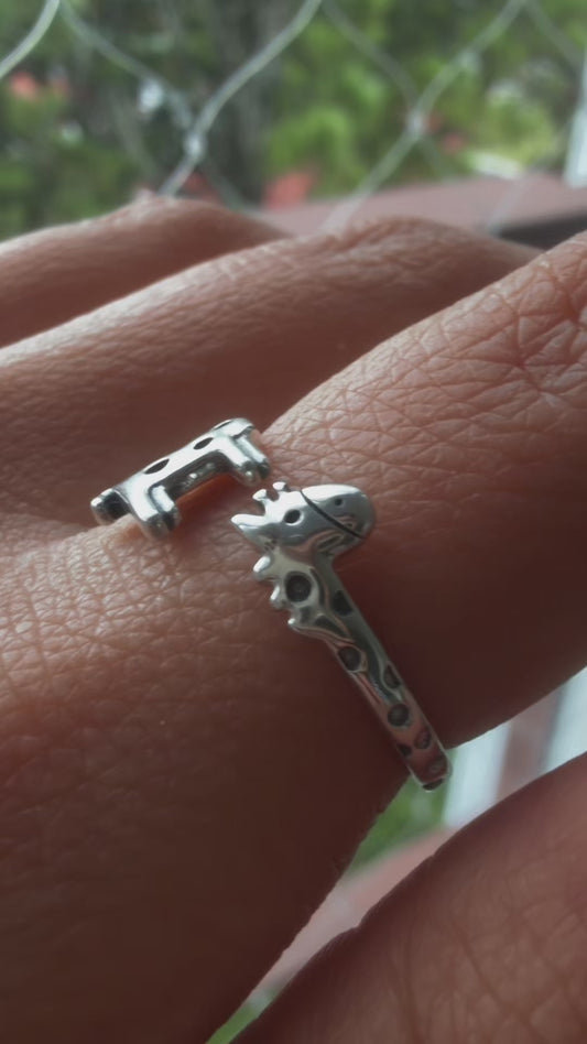 Anillo Plata S925 Jirafita Abrazo