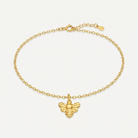 Tobillera Abeja Dorada Plata S925