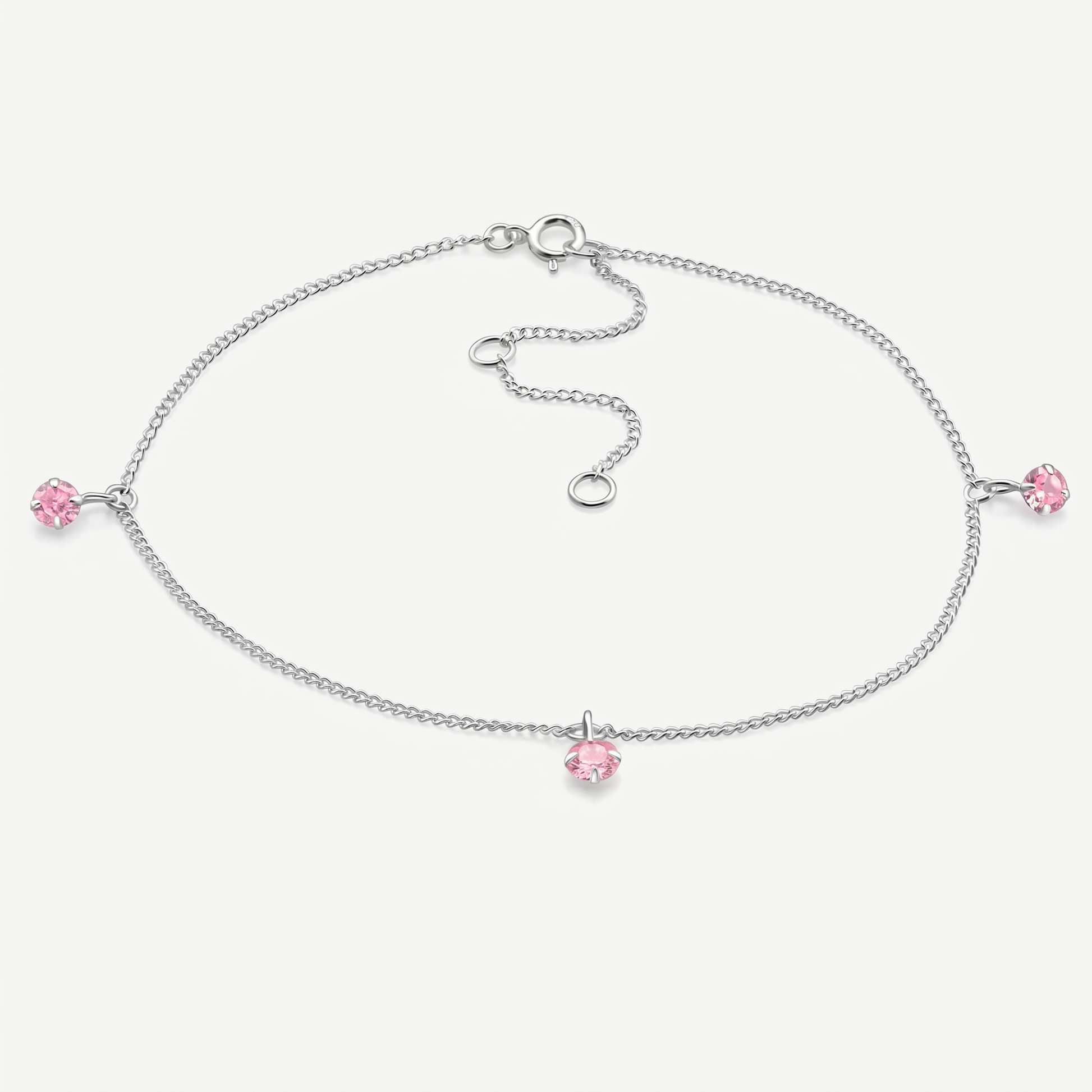Tobillera Cristales Rosa Plata S925 - vista completa