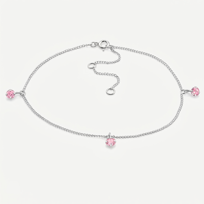 Tobillera Cristales Rosa Plata S925 - vista completa