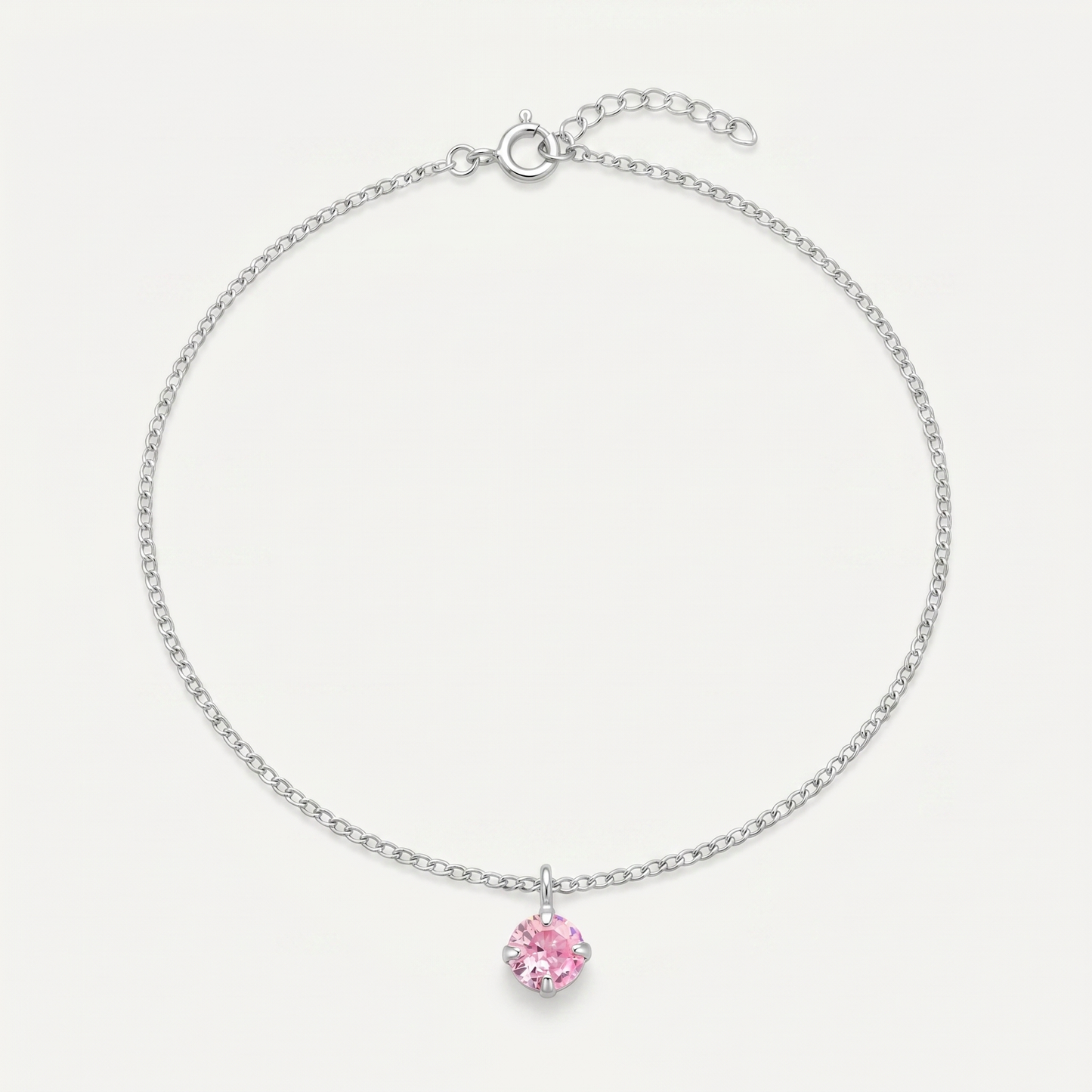 Tobillera Cristales Rosa Plata S925