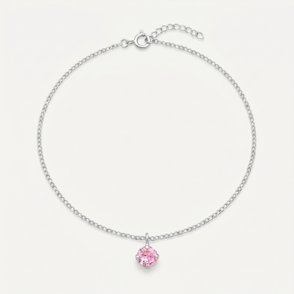 Tobillera Cristales Rosa Plata S925