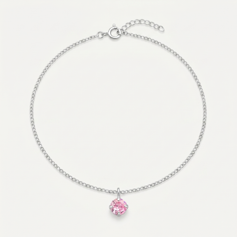 Tobillera Cristales Rosa Plata S925