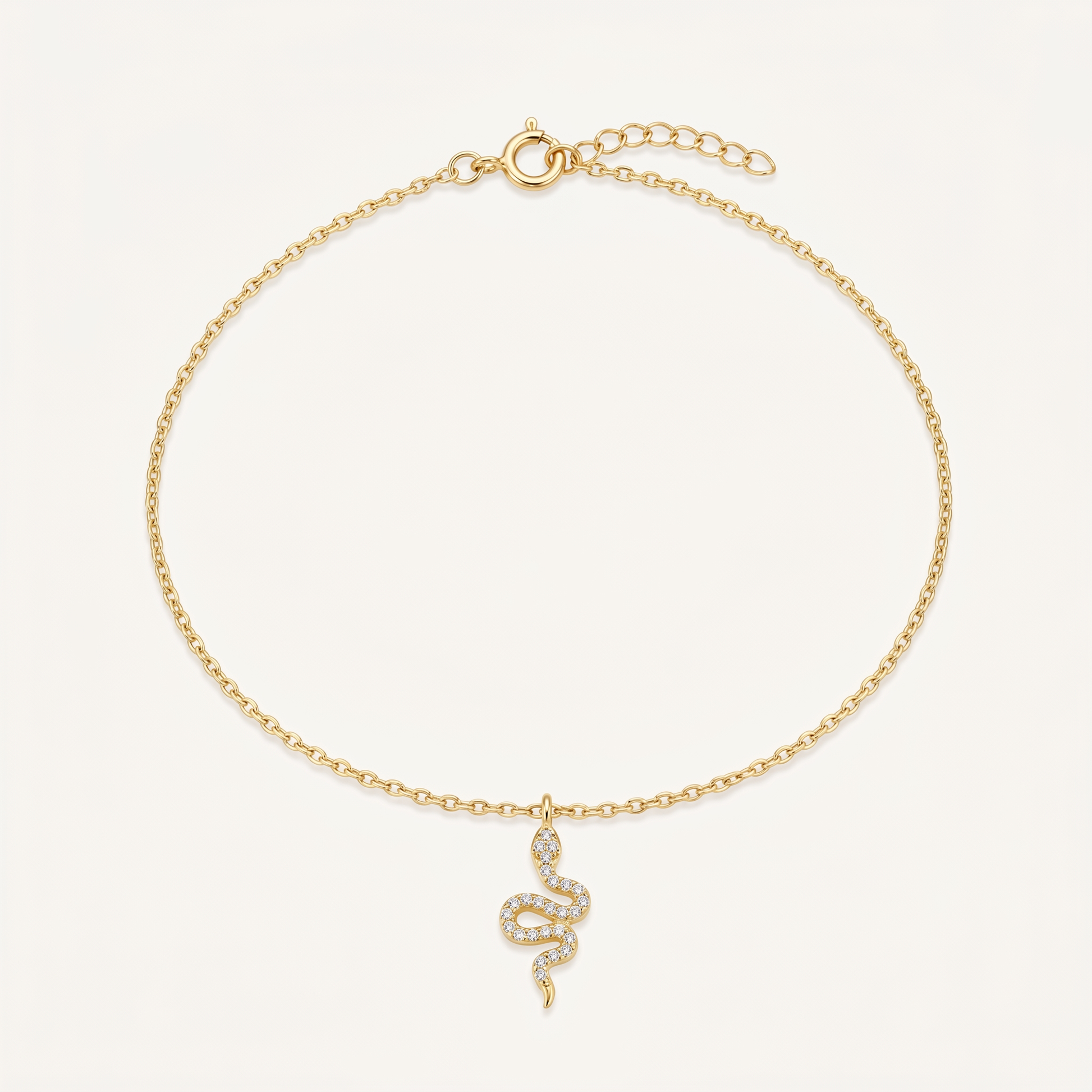 Tobillera Serpiente Dorada Plata S925