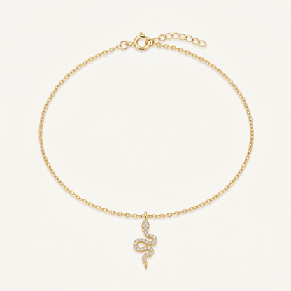 Tobillera Serpiente Dorada Plata S925