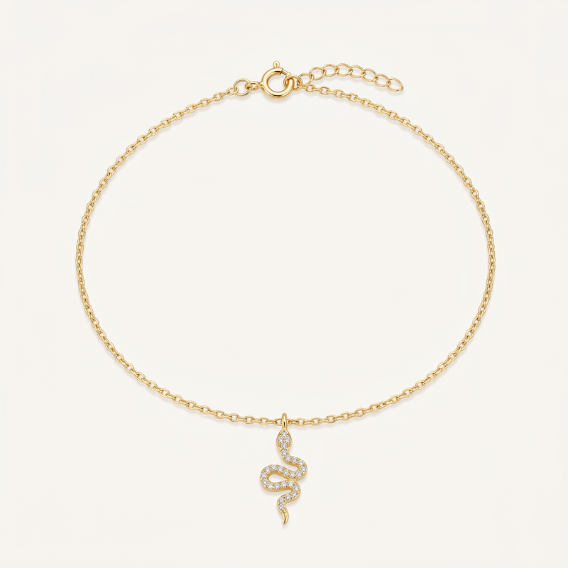 Tobillera Serpiente Dorada Plata S925