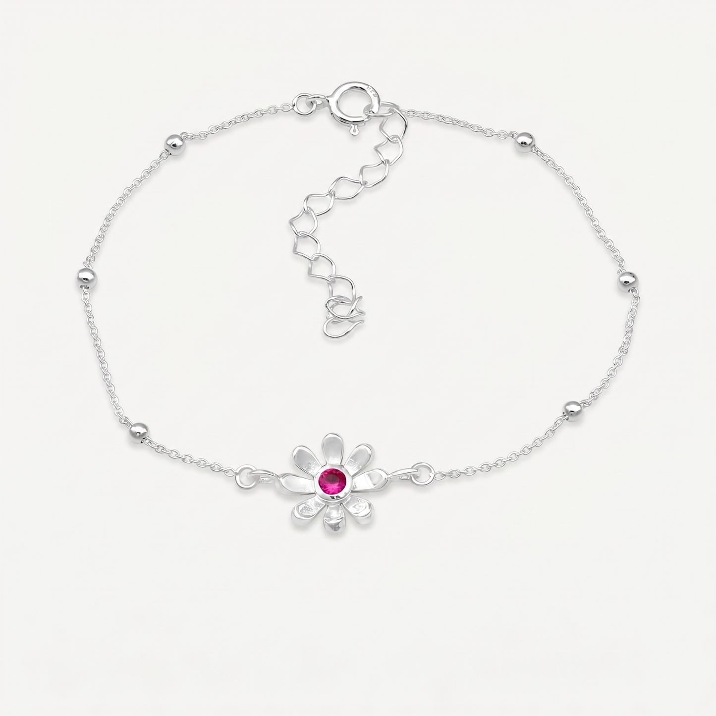 Tobillera Margarita Rubí Plata S925
