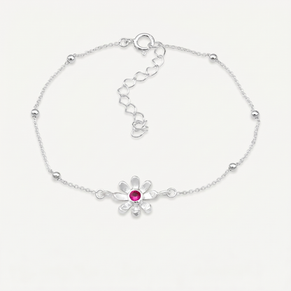 Tobillera Margarita Rubí Plata S925