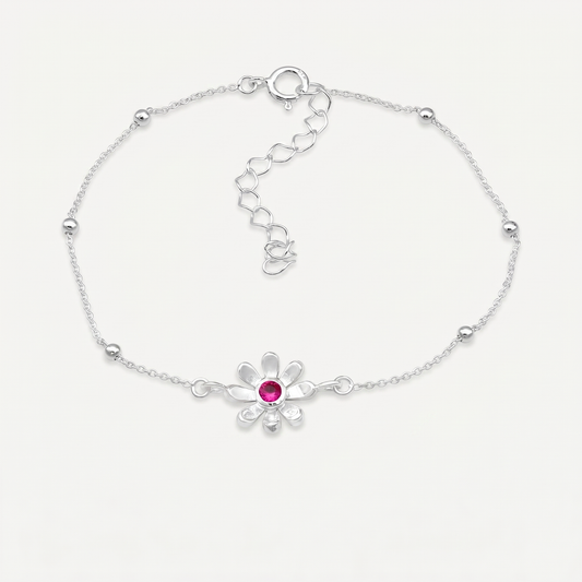 Tobillera Margarita Rubí Plata S925