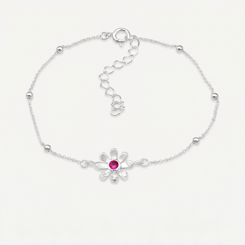 Tobillera Margarita Rubí Plata S925
